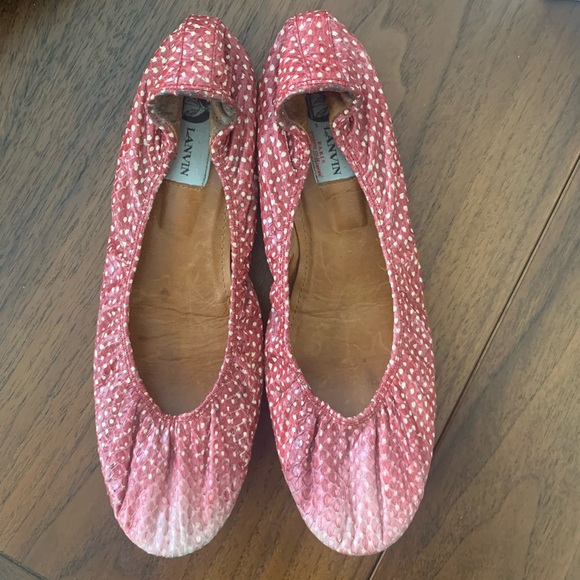 Red Ombré Snakeskin Lanvin Ballet Flats Sz 9.5/10 - Picture 1 of 8